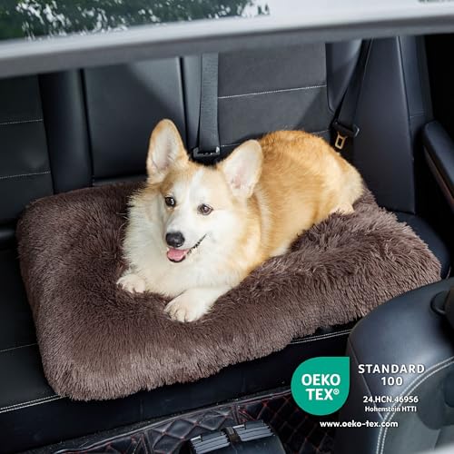 BEDSURE Flauschiges Hundebett mittelgroße Hunde - 74x53x8 cm Hundebett waschbar, rutschfeste Unterseite, plüsch Hundekissen, Braun