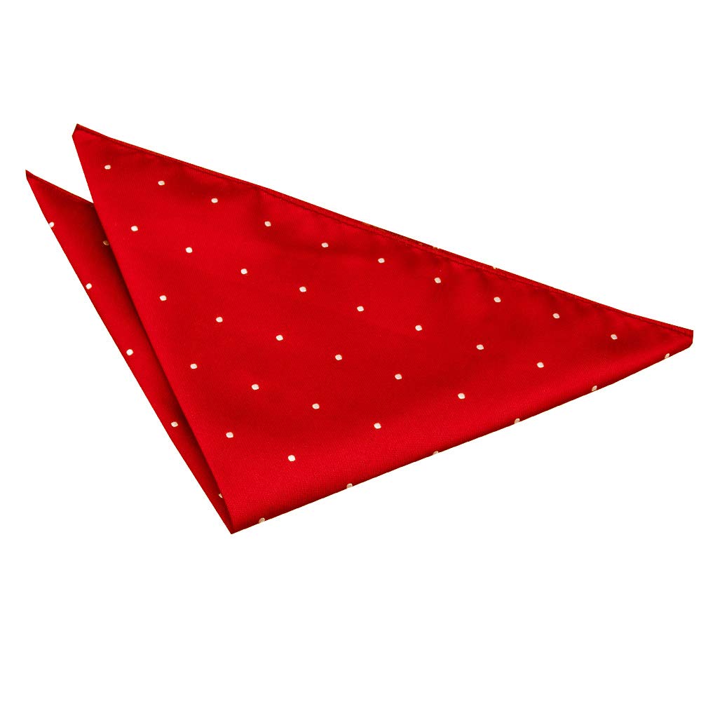 DQT Men Red Solid Plain Stripe Floral Paisley Polka Dot Pocket Square - Pin Dot Dark Red