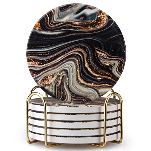 Black Gold Marble Coasters