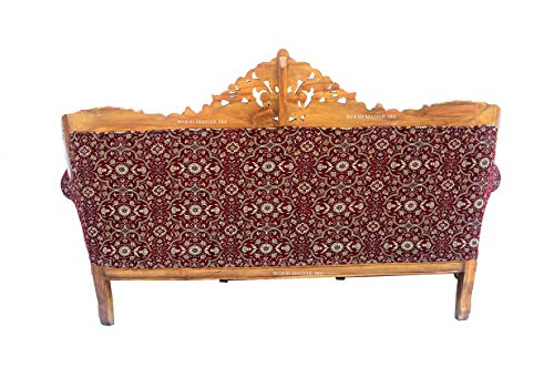Image of Luxury Wooden Teakwwood Five Seater Sofa Set for Living Room (Honey Brown) Solid Wood Outdoor Chair 5 Seater Sofa | (25)