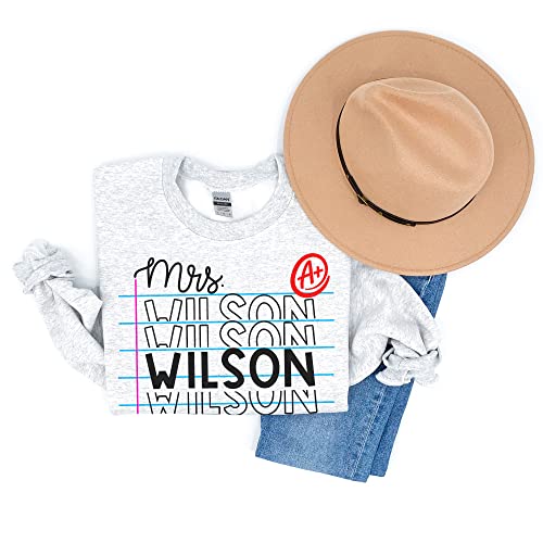 Teacher Name Sweatshirt - Custom Teacher Pullover - Cute Personalized Teacher Shirt - A+ Graded Paper - Unisex Crewneck Sweatshirt