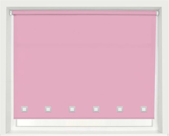 Funky Gadgets Square Eyelet Light Filtering Roller Blinds -Window Shades Easy Fit Polyester Fabric Daylight Trimmable Roller Blind- Child Safe Metal Tubewith Fittings (W60 x L165cm, Pink) 