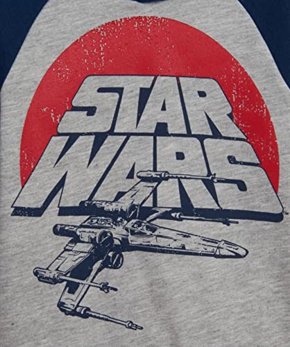 Star Wars X-Wing Classic Logo Toddler Boys Fleece Raglan Pullover Hoodie Blue/Gray 5T #TOP1