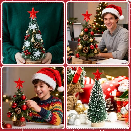4.5cm Weihnachtsbaumspitze Klein, 3 Stück Christbaumspitze Klein, Kleine Weihnachtsbaum Stern Spitze, Mini Baumspitze Weihnachten für Klein Weihnachtsbaum Dekoration (4.5cm-Glanzfinish: Rot)