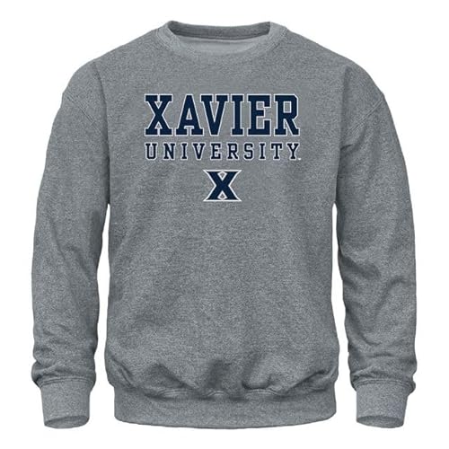 Barnesmith Xavier University Musketeers Adult Unisex Crewneck Sweatshirt, Spirit, Charcoal Grey, Medium