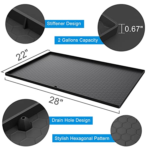 AECHY Under Sink Mat, 34\" x 22\" Silicone Under Sink Liner, Under Kitchen Sink Mat with Unique Drain Hole Design, Waterproof & Flexible Sink Mats for Kitchen, Bathroom and Laundry Room Black
