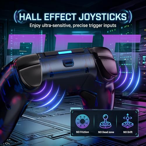 Image of SZDILONG Wireless Controller for PS5 with RGB Light,Compatible with PS5 /Slim /Pro,iOS,MAC,Steam,Android /PC Windows,Support Hall Sticks /Microphone /Dual Vibration /Turbo /Programmable,with 3.5mm Audio Jack
