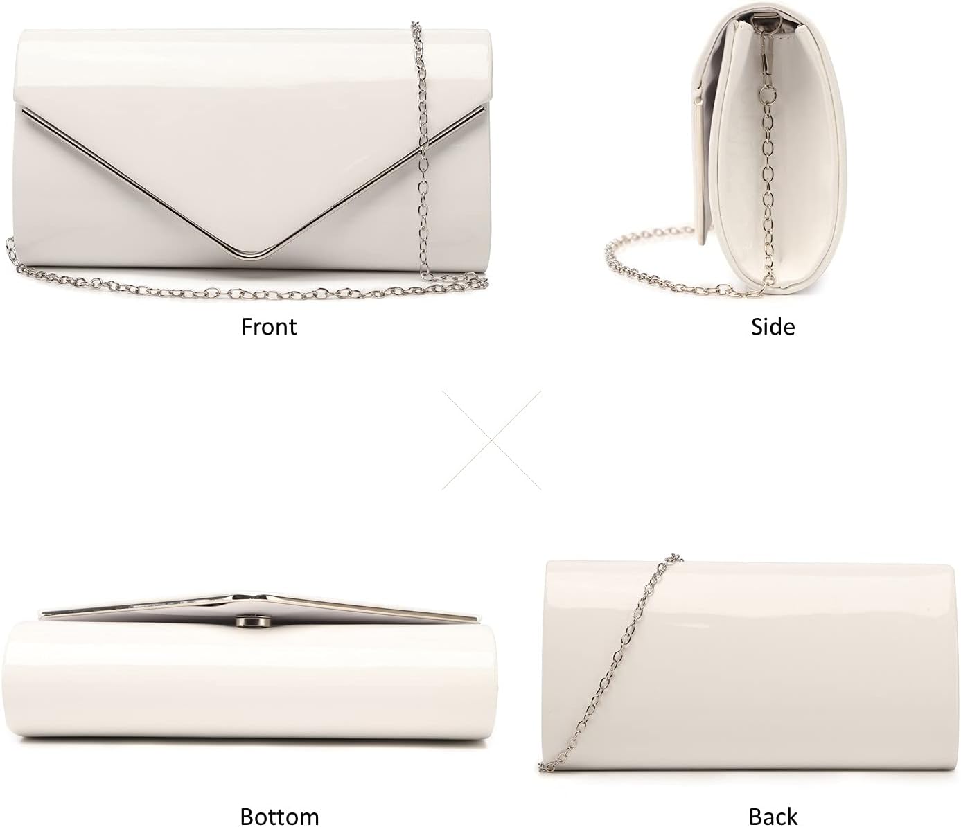 Patent Leather Envelope Clutch Womens Evening Handbag Stylish Shoulder Bag Purse for Christmas Wedding Party Prom - Image 3