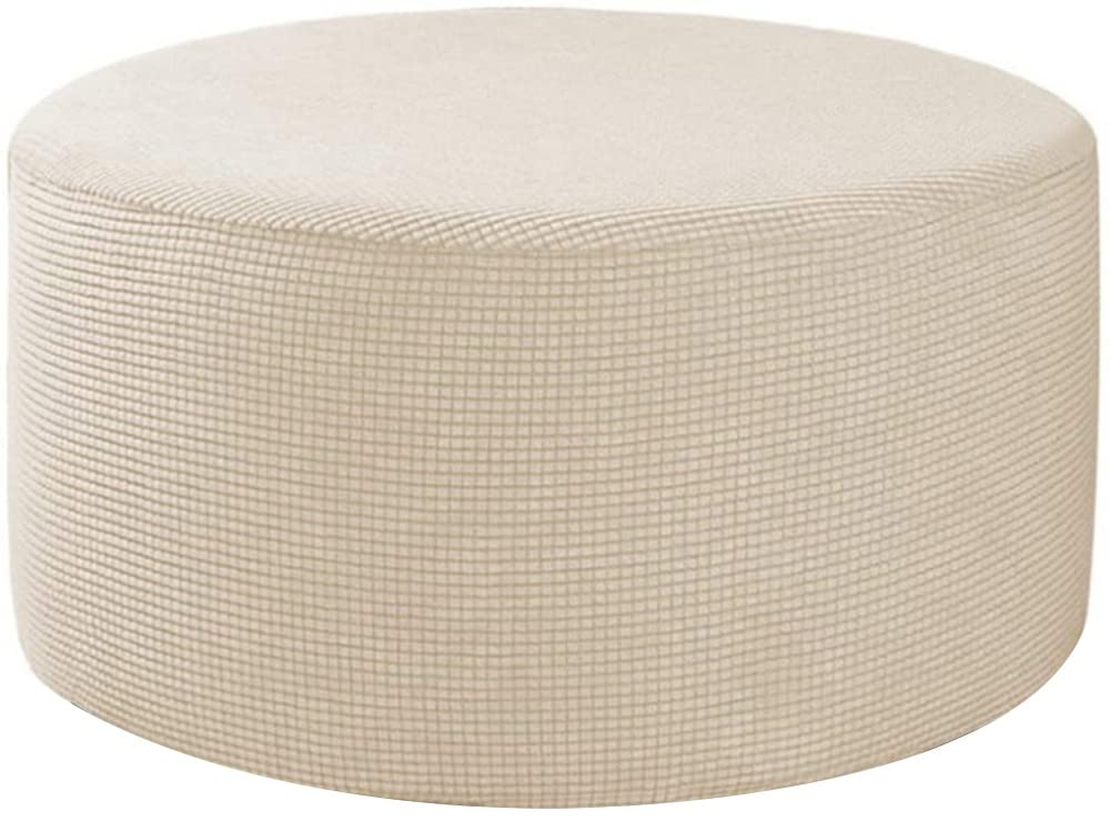 Velvet Ottoman Slipcovers /Cover ，Round Stretch Footstool Cover, With Elastic Bottom ， Modern Dustproof Foot Stool Covers Removable Washable Large Anti-Slip Pouffe Cover ( Color : A19 , Size : 50-58cm