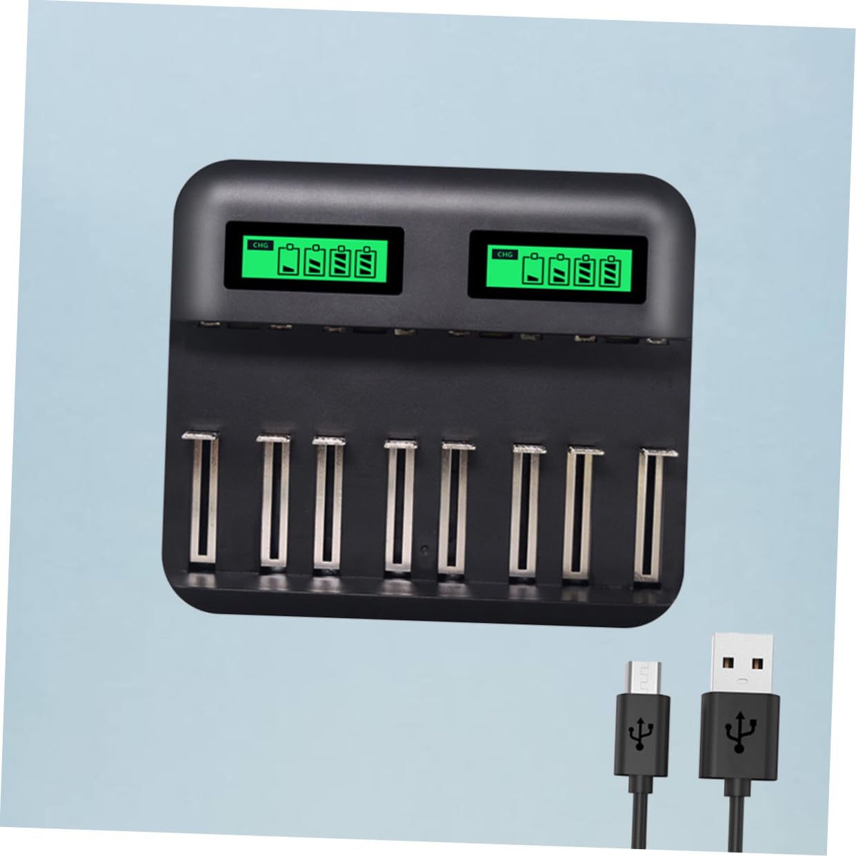Housoutil Cargador Pilas Recargables Ranuras Carga Inteligente USB Batería AA AAA