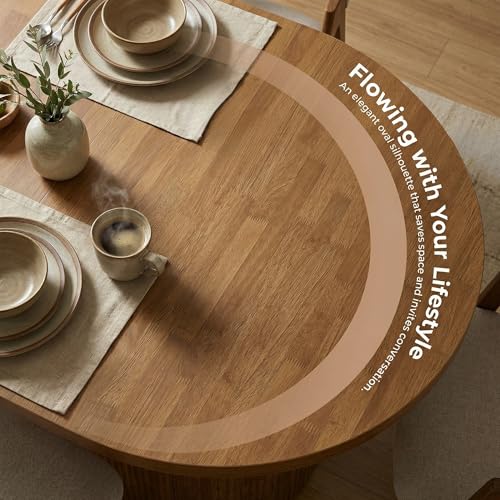 Tribesigns 47.24" Oval Dining Table for 4, Small Kitchen Table with Pedestal Base, Space Saving Farmhouse Wood Dinner Table for Apartment and Dining Room, Brown - Image 6
