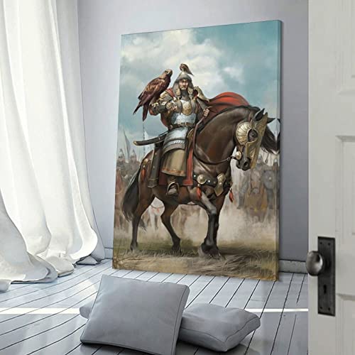 Armor Sword Eagle Genghis Khan Canvas Printed Poster Wall Decorative Art Room Decorative Aesthetics Canvas Painting Posters And Prints Wall Art Pictures For Living Room Bedroom Decor 24X36Inch(60X90C #TOP2