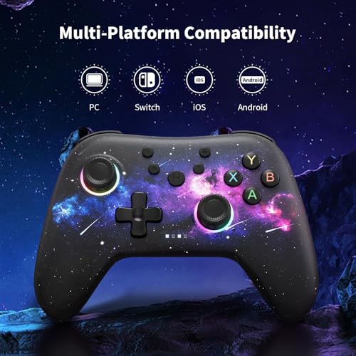 AceGamer Aurora II 2.4G Wireless Bluetooth Controller for PC/Android/Switch/iOS/Switch 2/Steam Deck with Rotary Motors, RGB Hall Effect Joysticks - Upgraded PC Gaming Controller and Back Buttons Lock (Galaxy) by AceGamer - Image 6