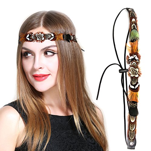 Real Feather Hair Band, Adjustable Bohemian Headband Boho Chic Outfit Accessory Valentine's day Mother's day Gift