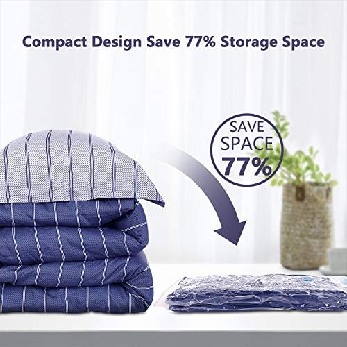 Suob 6 Pack Vacuum Storage Bags, 80 x 60cm Double Zip Seal Reusable for Bedding, Double Duvet, Pillows, Mattress, Quilt, Clothes, Sweaters, Dress, Coats, Curtains, Blankets