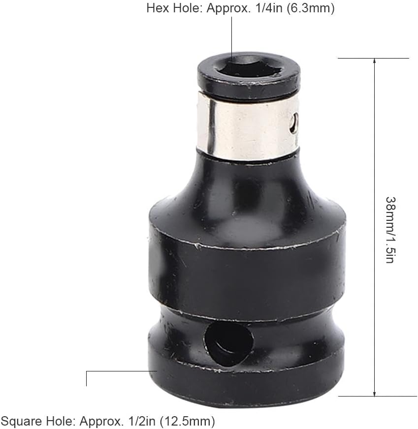 Nikou Impact Wrench Adapter, 2 PCS 1/2 inch Square Drive to 1/4 inch Hex Female Socket Adapter Converter Chuck Adapter for Impact Air and Electric Wrench