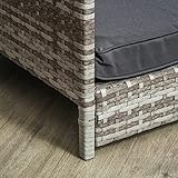 PawHut Rattan Hundeliege Outdoor mit Dach, Erhöhtes Hundebett für kleine und mittelgroße Hunde, Kühlendes Haustierliege mit Metallrahmen, Kissen für Draußen, 69 x 98 x 70 cm, Grau