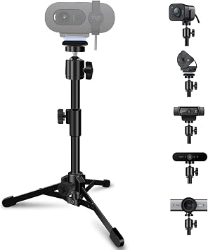 Desktop Webcam Tripod Stand, Portable Webcam Mount Holder with Magnet Mount and 1/4 Thread Compatible with Logitech Webcam MX Brio 4K,C920,StreamCam,C930,C922,C925e,C615,Brio 500 300 100 Webcams 1
