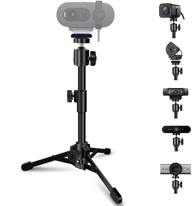 Desktop Webcam Tripod Stand Portable Webcam Mount Holder with Magnet Mount and 1 4 Thread Compatible with Logitech