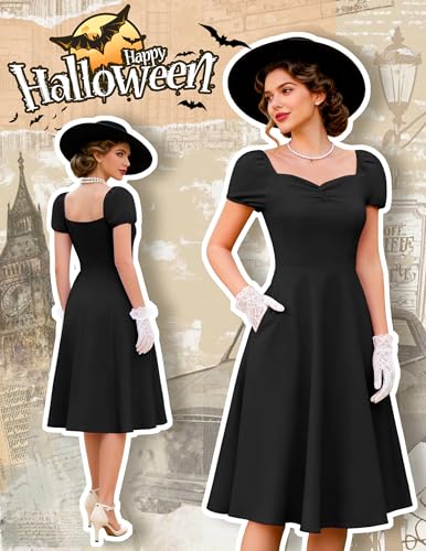 Image of Wedtrend Women's 1950s Dresses With Sleeve 40s Tea Party Dresses Cocktail Dress Swing Vintage Dress