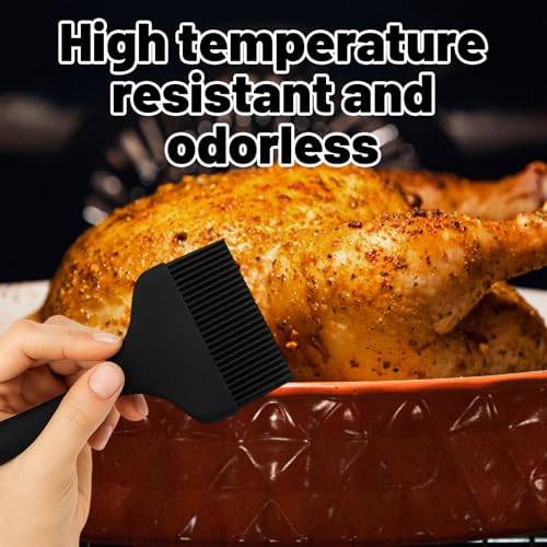 Backpinsel Silikon, 3er Set Schwarz Silikonpinsel Küche, Hitzebeständige Backpinsel für Grillen und Kochen, Verschiedene Größen 21 * 9,1/21 * 7/21 * 3,2 cm, silikon pinsel