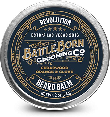 Battle Born Grooming Co Revolution Beard Balm (Cedarwood/Orange/Clove, 2 oz) | All Natural Beard Conditioning Balm