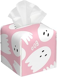 Cute Halloween Ghost Elegant PVC Leather Tissue Box Cover, Suitable for Home, Office, Car, and Bathroom