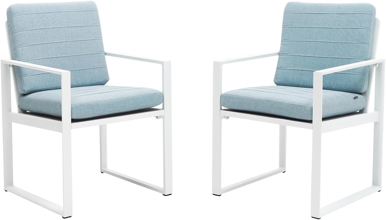 Patio Dining Chairs Set of 2 Outdoor Dining Chair with Armrests and Cushions Aluminum Outdoor Furniture Armchairs Bistro Chairs,Dark Grey