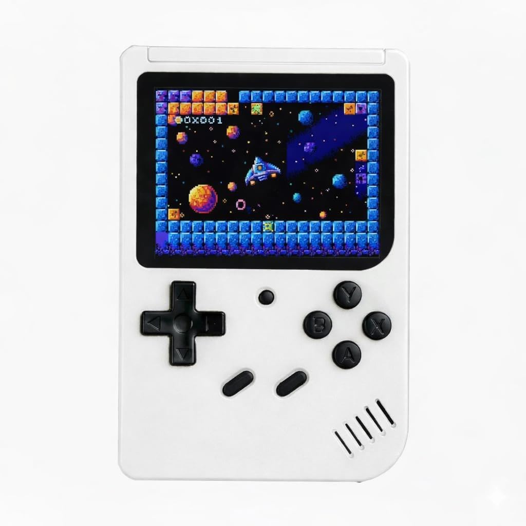 Vídeo Game Portátil Retro com Tela Colorida Console Compacto com Jogos Integrados Infantil e Adulto (Branco)