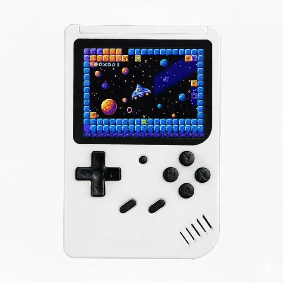 Vídeo Game Portátil Retro com Tela Colorida Console Compacto com Jogos Integrados Infantil e Adulto (Branco)