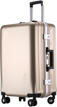 Luggage Travel Gear Suitcases Aluminum Frame USB Rechargeable Luggage Hard Shell Suitcases with WheelsGold,22inch