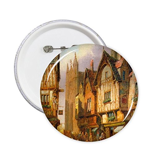 Badge bouton illustration ronde antique peinture à l'huile x5