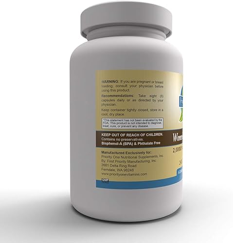 Miniatura 6 de Priority One Vitaminas Fórmula sin hierro para mujer, 240 cápsulas, suplemento multivitamínico y mineral de amplio espectro para mujeres para un