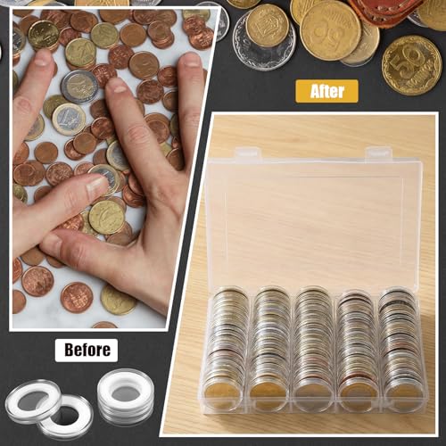 Set de 300 cápsulas para monedas con caja y espuma miniatura 6