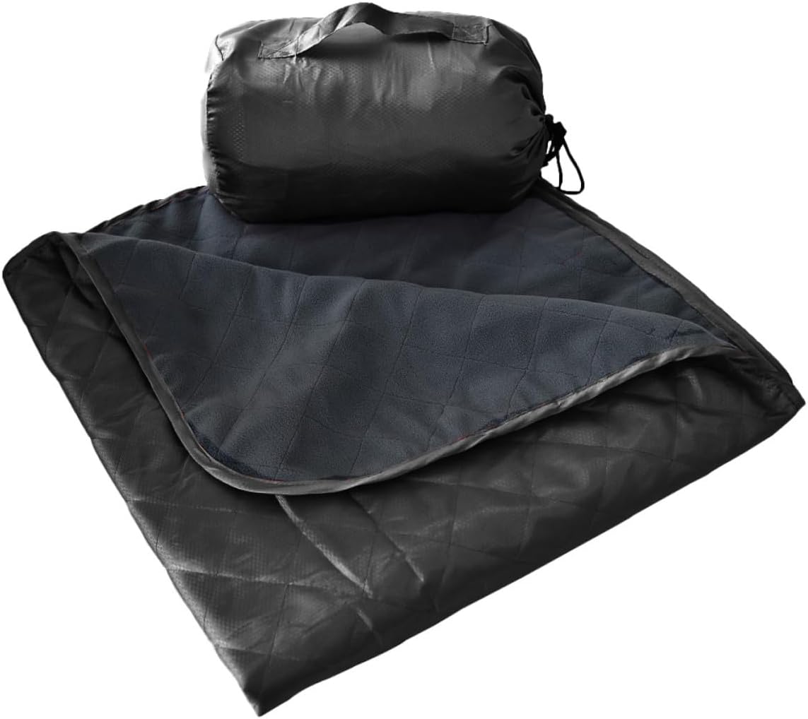 TEHAUX Outdoor Camping Blanket Warm Fleece Nap Blanket Moisture-Resistant Picnic Mat Black for Hiking Beach and Outdoor Use