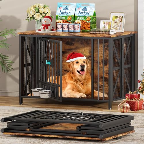 Easycom Foldable Large Dog Crate Furniture, 41.3