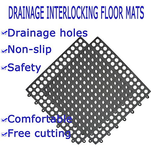 16Pack Drainage Interlocking Floor Tiles, 12”X12” Non-Slip Pool Bathtub Drain Tiles For Flooring, Soft Pvc Splicing Modular Cushion Mat, Vented Floor Tiles For Locker Room Basement Stairs #TOP2