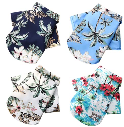 4 Pack Dog Shirt Hawaiian,Summer Sweatshirts Cat Pet Shirt - Cool, Breathable Dog Clothes -Small Medium Large-Sized Boy Girl Pet Cloth #TOP7