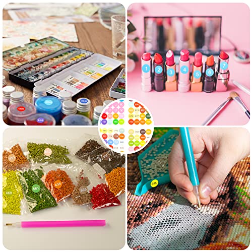 Benbo 12 Sheets Color Number Stickers, 447 Color Number Labels Diamond Dot Drills Gems Labels With Numbers Diamond Painting Color Chart Stickers For Diamond Painting Storage Boxes #TOP5