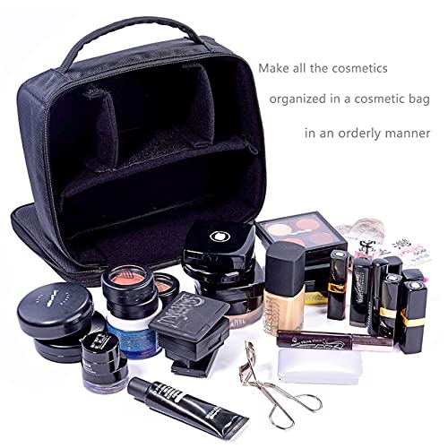 ROWNYEON Makeup Train Case Makeup Bag Organizer Travel Makeup Case Cosmetic Bag Proffessional Portable Storage Bag for Cosmetics Makeup Brushes Gift for Girls Women 9.8'' Mini Black