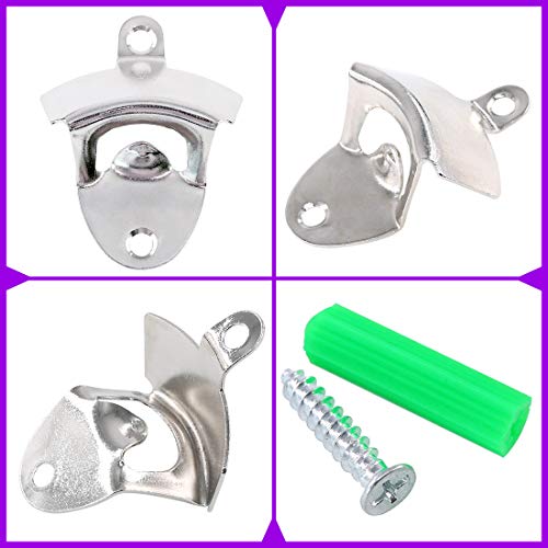 Swpeet 12Pcs 3 Colors Wall Mount Bottle Opener Kit With Screws, Vintage Rustic Bar Bottle Opener Wall Mount Rustic Beer Cap Opener With Mounting Screws For Kitchen Cafe Bars - Sliver, Bronze, Black #TOP3