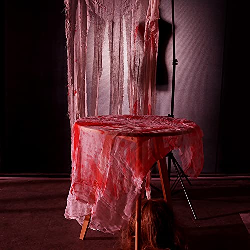 Acronde 6.9X4.9Ft Halloween Creepy Cloth Bloodstained Large Halloween Decor Doorways Entryways Windows Cover Gauze Spooky Halloween Decorations Outdoor Party Supplies Decor #TOP1