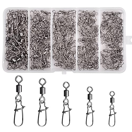 Rolling Barrel Swivel Snaps, 210pcs With Nice Snaps High Strength Copper and Stainless Steel Fishing Line Connector Tackle Kit for Saltwater Freshwater by Shaddock Fishing - Used condition - US$13.53