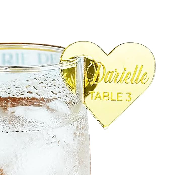 (10 Pack) Personalized Wedding Acrylic Drink Tags Wine Charm | Champagne Toppers | Cocktail Accessories | Custom Drink Tags | Drink Tag Decoration for