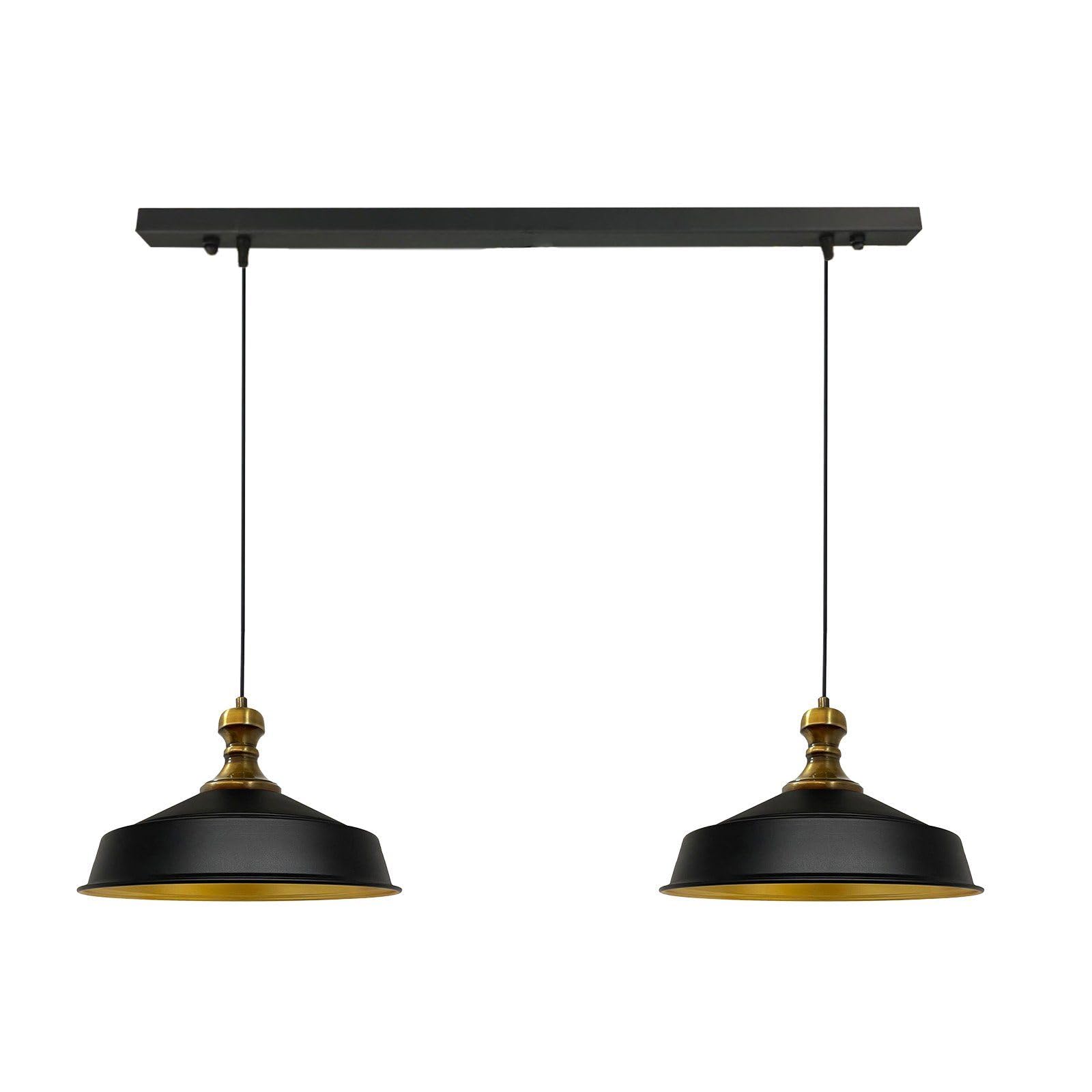 Bamyum Black X2 Asletl-Knob Pendant Light Vintage Metal Set Of 2, Lamp Shades Ceiling, Kitchen Lights Ceiling E27, Industrial Lamp Shades, Metal Pendant Light Fitting For Living Room And Dining Table Black