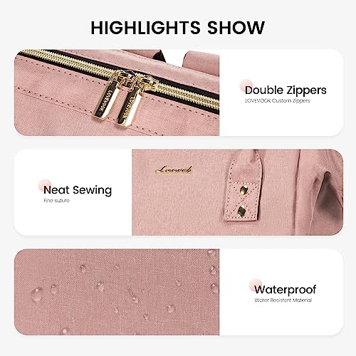 Lovevook Laptop Backpack Women Teacher Backpack Nurse Bags, 15.6 Inch Womens Work Backpack Purse Waterproof Anti-Theft Travel Back Pack With Usb Charging Port (Light Pink) #TOP5