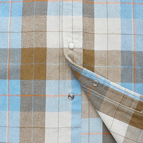 Dubinik® Flannel Shirt For Men Western Cowboy Pearl Snap Shirts For Men Long Sleeve Vintage Buttons Down Plaid Shirt #TOP3