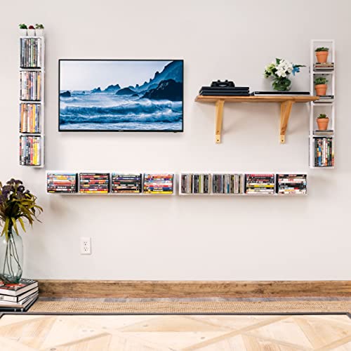 Image of BHG YouHaveSpace White Cube Storage Shelf for Wall, CD & DVD Storage Rack and Media Cabinet, 34 Inch Video Game Organizer