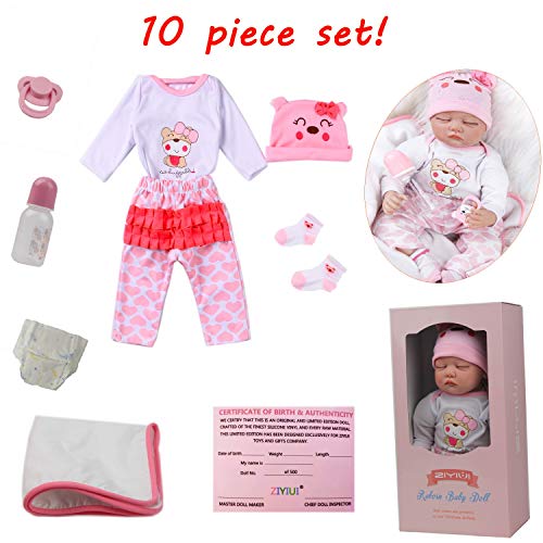 ZIYIUI Reborn Baby-Puppe 22Zoll 55cm Weiches Vinylsilikon Realistisch Baby Puppe Lebensecht Reborn Baby Mädchen Handgemacht Neugeborene Wie echtes Babypuppe – Bild 7