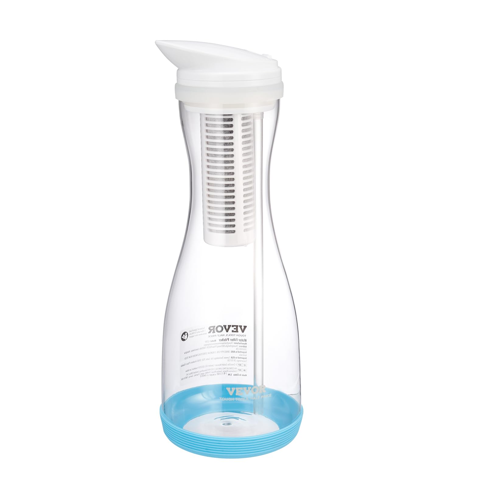 VEVOR Carafe Filtrant en Verre 6 Tasses, Pichet Filtrant Capacité de Filtre 800 L, Distributeur d'Eau Sûr sans BPA, Réduisant le Chlore, la Rouille, les Odeurs, PFOA/PFOS, pour Maison Bureau